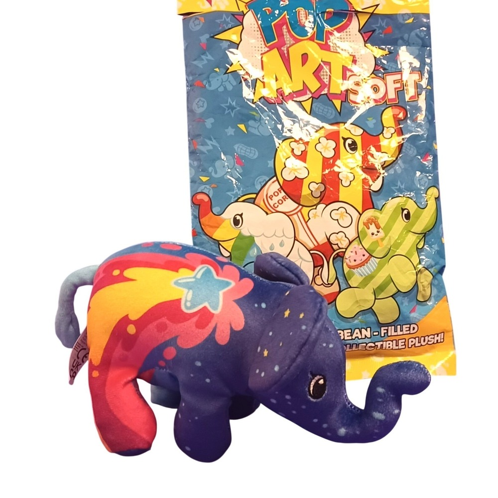 NOB Pop Art Soft COSMOS Space Blue Mini Elephant Bean Filled Mystery Plush